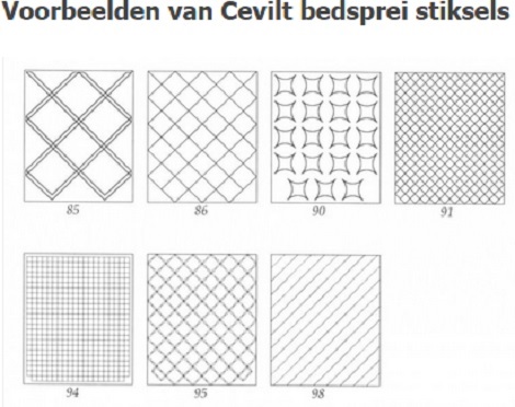 Cevelit Sprei op maat gemaakt,stiksel dessins,ruit,blok,wieber,baan,slaapkenner theo bot,bedtextiel voor de slaapkamer